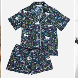 Printfresh unicorns garden pajama set - shorts and top